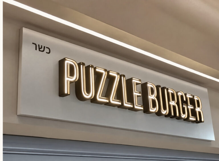 שלט אותיות מוארות PUZZLE BURGER | LIGRAF